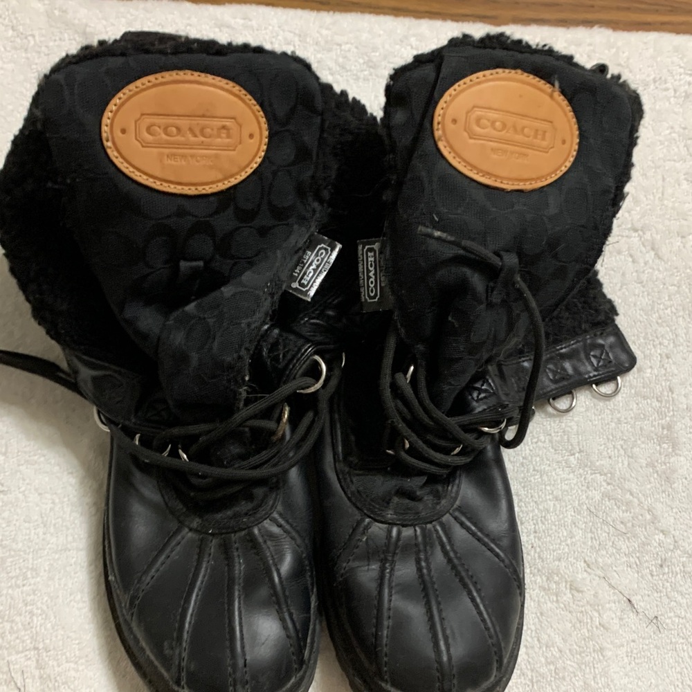 Coach Black Lace Up Boots